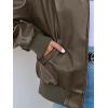 MEROKEETY Women’s Winter Spring Oversized Faux Leather Jacket 2026 Fall Zip Up Motorcycle Coats Fashion Outfits Clothes(Armygreen)