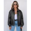 MEROKEETY Women’s Winter Spring Oversized Faux Leather Jacket 2026 Fall Zip Up Motorcycle Coats Fashion Outfits Clothes(Black)