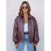 MEROKEETY Women’s Winter Spring Oversized Faux Leather Jacket 2026 Fall Zip Up Motorcycle Coats Fashion Outfits Clothes(Burgundy)