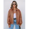 MEROKEETY Women’s Winter Spring Oversized Faux Leather Jacket 2026 Fall Zip Up Motorcycle Coats Fashion Outfits Clothes(Caramel)