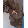 MEROKEETY Women’s Winter Spring Oversized Faux Leather Jacket 2026 Fall Zip Up Motorcycle Coats Fashion Outfits Clothes(Coffee)