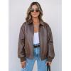 MEROKEETY Women’s Winter Spring Oversized Faux Leather Jacket 2026 Fall Zip Up Motorcycle Coats Fashion Outfits Clothes(Coffee)