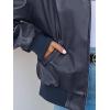 MEROKEETY Women’s Winter Spring Oversized Faux Leather Jacket 2026 Fall Zip Up Motorcycle Coats Fashion Outfits Clothes(Navy)