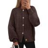 MEROKEETY Cardigan Sweaters for Women Fall Long Sleeve Cable Knit Button Open Front Casual Outerwear Coat(Coffee)