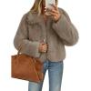 MEROKEETY Women’s 2025 Winter Coats Furry Faux Fur Jackets Long Sleeve Coat Trendy Warm Outerwear with Pockets(Khaki)