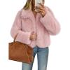 MEROKEETY Women’s 2025 Winter Coats Furry Faux Fur Jackets Long Sleeve Coat Trendy Warm Outerwear with Pockets(Pink)