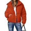 MEROKEETY Women’s 2025 Winter Long Sleeve Zip Puffer Jacket Pockets Baggy Short Coats(Orange Red)