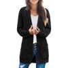 MEROKEETY Women’s 2026 Long Sleeve Cable Knit Cardigan Sweaters Open Front Fall Outerwear Coat Pockets(Black)