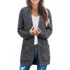 MEROKEETY Women’s 2026 Long Sleeve Cable Knit Cardigan Sweaters Open Front Fall Outerwear Coat Pockets(Charcoal)