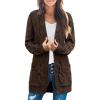 MEROKEETY Women’s 2026 Long Sleeve Cable Knit Cardigan Sweaters Open Front Fall Outerwear Coat Pockets(Coffee)