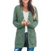 MEROKEETY Women’s 2026 Long Sleeve Cable Knit Cardigan Sweaters Open Front Fall Outerwear Coat Pockets(Dusty Green)