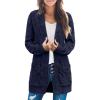 MEROKEETY Women’s 2026 Long Sleeve Cable Knit Cardigan Sweaters Open Front Fall Outerwear Coat Pockets(Navy)