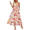 MEROKEETY Women’s 2026 Summer Floral Strapless Maxi Dress Boho Tube Smocked Tie Wedding Guest Cocktail Long Dresses(Multicolored)