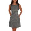 MEROKEETY Women’s 2026 Summer Gingham Mini Dress Ruched Sleeveless Boat Neck Cocktail Party Beach Dresses(Black)