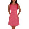 MEROKEETY Women’s 2026 Summer Gingham Mini Dress Ruched Sleeveless Boat Neck Cocktail Party Beach Dresses(Red)