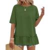MEROKEETY Women’s 2026 Summer Peplum Tops Oversized Blouse Casual Short Sleeve Crew Neck Ruffle Tunic T Shirts(Green)