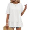 MEROKEETY Women’s 2026 Summer Peplum Tops Oversized Blouse Casual Short Sleeve Crew Neck Ruffle Tunic T Shirts(White)