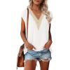 MEROKEETY Women’s Boho Cap Sleeve Lace Trim V Neck Tops 2026 Summer Casual Loose Beach Vacation Tee Shirts Blouse(White)