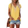 MEROKEETY Women’s Boho Cap Sleeve Lace Trim V Neck Tops 2026 Summer Casual Loose Beach Vacation Tee Shirts Blouse(Yellow)