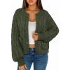 MEROKEETY Women’s Cable Knit Chunky Cardigan Sweaters 2025 Fall Winter Trendy Button Up Long Sleeve Coat(Army Green)