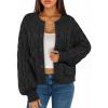 MEROKEETY Women’s Cable Knit Chunky Cardigan Sweaters 2025 Fall Winter Trendy Button Up Long Sleeve Coat(Black)