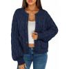 MEROKEETY Women’s Cable Knit Chunky Cardigan Sweaters 2025 Fall Winter Trendy Button Up Long Sleeve Coat(Navy)