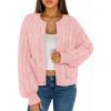 MEROKEETY Women’s Cable Knit Chunky Cardigan Sweaters 2025 Fall Winter Trendy Button Up Long Sleeve Coat(Pink)