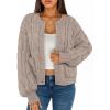 MEROKEETY Women’s Cable Knit Chunky Cardigan Sweaters 2025 Fall Winter Trendy Button Up Long Sleeve Coat(Sand)