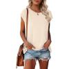MEROKEETY Women’s Casual Cap Sleeve T Shirts Basic Summer Tops Loose Solid Color Blouse(Apricot)