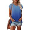 MEROKEETY Women’s Casual Cap Sleeve T Shirts Basic Summer Tops Loose Solid Color Blouse(Dyeblue)