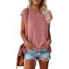 MEROKEETY Women’s Casual Cap Sleeve T Shirts Basic Summer Tops Loose Solid Color Blouse(Pink)