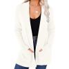 MEROKEETY Women’s Fall Winter Cardigan Sweaters Lightweight Open Front Waffle Knit Sweaters with Pockets(Beige)