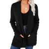 MEROKEETY Women’s Fall Winter Cardigan Sweaters Lightweight Open Front Waffle Knit Sweaters with Pockets(Black)