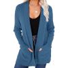 MEROKEETY Women’s Fall Winter Cardigan Sweaters Lightweight Open Front Waffle Knit Sweaters with Pockets(Dustyblue)