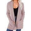 MEROKEETY Women’s Fall Winter Cardigan Sweaters Lightweight Open Front Waffle Knit Sweaters with Pockets(Dustypink)