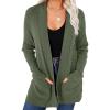 MEROKEETY Women’s Fall Winter Cardigan Sweaters Lightweight Open Front Waffle Knit Sweaters with Pockets(Green)
