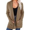 MEROKEETY Women’s Fall Winter Cardigan Sweaters Lightweight Open Front Waffle Knit Sweaters with Pockets(Khaki)