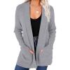 MEROKEETY Women’s Fall Winter Cardigan Sweaters Lightweight Open Front Waffle Knit Sweaters with Pockets(Midgrey)
