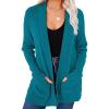 MEROKEETY Women’s Fall Winter Cardigan Sweaters Lightweight Open Front Waffle Knit Sweaters with Pockets(Teal)