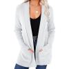 MEROKEETY Women’s Fall Winter Cardigan Sweaters Lightweight Open Front Waffle Knit Sweaters with Pockets(White)