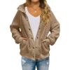 MEROKEETY Womens Fleece Sherpa Jacket Fall Winter Coats 2026 Fuzzy Button Down Warm Outerwear with Pockets(Khaki)