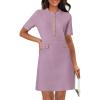 MEROKEETY Women’s Knit Bodycon Sweater Dress Button Business Work Short Sleeve Formal Elegant Mini Dress(Taro)