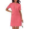 MEROKEETY Women’s Knit Bodycon Sweater Dress Button Business Work Short Sleeve Formal Elegant Mini Dress(Watermelon)