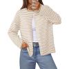 MEROKEETY Womens Striped Cardigan Sweaters 2026 Button Lightweight Long Sleeve Loose Knit Fall Sweater Clothes(Beige)