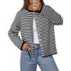 MEROKEETY Womens Striped Cardigan Sweaters 2026 Button Lightweight Long Sleeve Loose Knit Fall Sweater Clothes(Black)