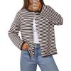MEROKEETY Womens Striped Cardigan Sweaters 2026 Button Lightweight Long Sleeve Loose Knit Fall Sweater Clothes(Coffee)