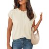 MEROKEETY Women’s Summer Lightweight Cardigan Tops 2026 Cap Sleeve Business Casual Blouse Button Down Trendy Shirt(Beige)