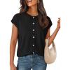 MEROKEETY Women’s Summer Lightweight Cardigan Tops 2026 Cap Sleeve Business Casual Blouse Button Down Trendy Shirt(Black)