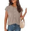 MEROKEETY Women’s Summer Lightweight Cardigan Tops 2026 Cap Sleeve Business Casual Blouse Button Down Trendy Shirt(Darkkhaki)