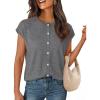MEROKEETY Women’s Summer Lightweight Cardigan Tops 2026 Cap Sleeve Business Casual Blouse Button Down Trendy Shirt(Grey)